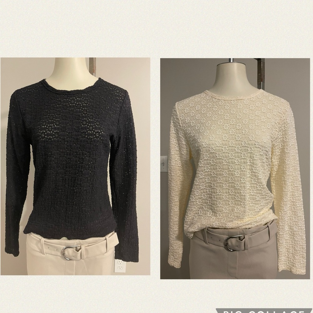 Bundle 2 NWOT large thin knit floral lightweight long sleeve shirt tops